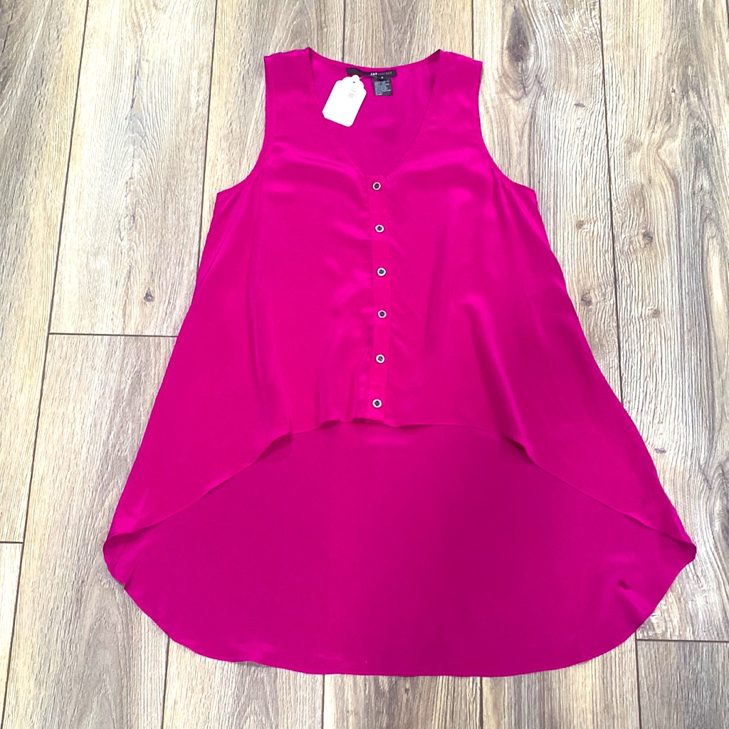 Nwt Jaygodfrey 100% Silk Magenta Pink High Low Sleeveless Top Sz 4